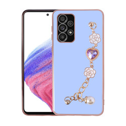 Galaxy A52 Case With Hand Strap Camera Protection Zore Taka Silicone Cover Purple