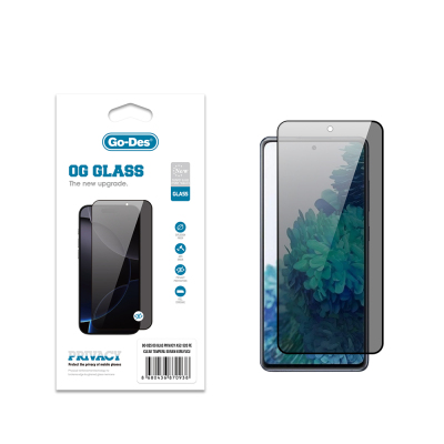 Galaxy A52 Go Des OG Glass Privacy Antistatik Temperli Cam Ekran Koruyucu Siyah