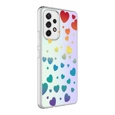 Galaxy A53 5G Case Zore M-Blue Patterned Cover Heart No3
