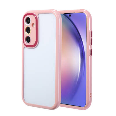 Galaxy A54 Case Camera Protected Colorful Edge Frame Design Zore Vitamin Cover Plum