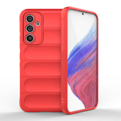 Galaxy A54 Case Flexible TPU Hollow Back Surface Design Zore Etnik Silicone Cover Red