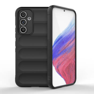 Galaxy A54 Case Flexible TPU Hollow Back Surface Design Zore Etnik Silicone Cover Black