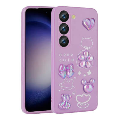 Galaxy A54 Case Relief Figured Shiny Zore Toys Silicone Cover Purple