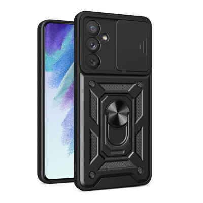 Galaxy A54 Case Magnetic Stand Camera Protector Zore Sliding Vega Cover Black