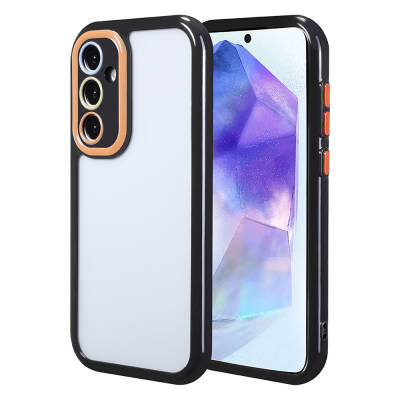 Galaxy A55 Case Camera Protected Colorful Edge Frame Design Zore Vitamin Cover Black