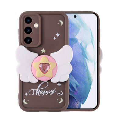 Galaxy A55 Case Camera Protected Figure Designed Zore Cover Koyu Kahve