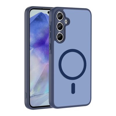 Galaxy A55 Case M-safe Charging Enabled Zore Ballet Flat Cover Navy blue
