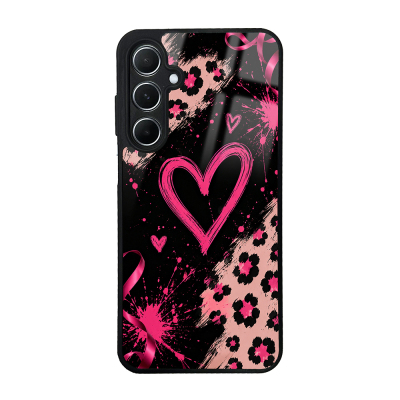 Galaxy A55 Case with Camera Protection, Patterned Zore Lusi Cover Pembe Kalp