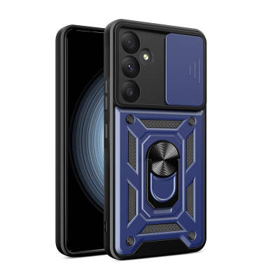 Galaxy A55 Case with Magnetic Stand Camera Protection Zore Sliding Vega Cover Blue