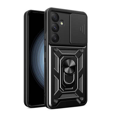 Galaxy A55 Case with Magnetic Stand Camera Protection Zore Sliding Vega Cover Black