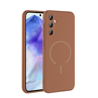 Galaxy A55 Case Zore Meta Cover with M-safe Charging Feature Brown