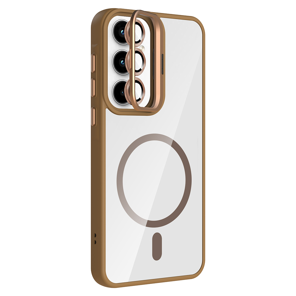 Galaxy A55 Kılıf Standlı ve Kamera Lens Hediyeli M-Safe Şarj Özellikli Zore Etro Kapak - 18