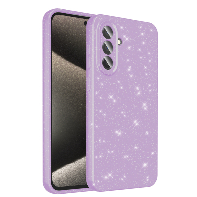 Galaxy A56 Case Camera Protection Glitter Luxury Zore Cotton Cover Lila