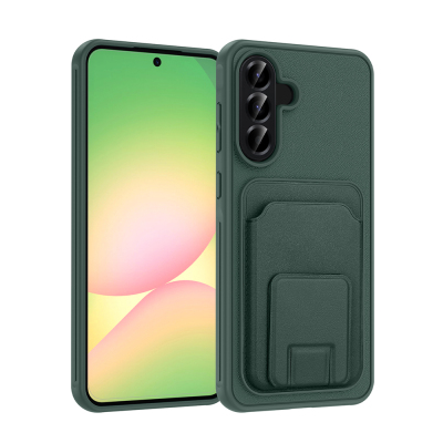 Galaxy A56 Case with Card Holder TPU Zore Bikart Cover Dark Green