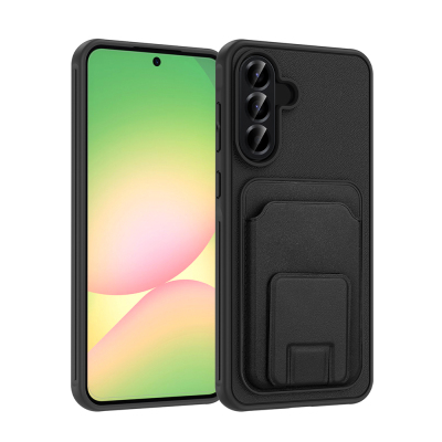 Galaxy A56 Case with Card Holder TPU Zore Bikart Cover Black