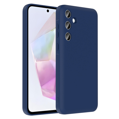 Galaxy A56 Kılıf Kamera Korumalı Kartlık Hazneli Zore Vitra Kapak Lacivert