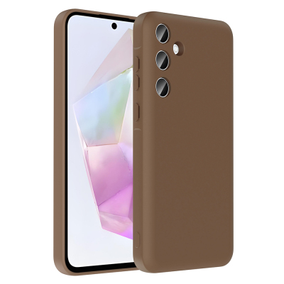 Galaxy A56 Kılıf Kamera Korumalı Kartlık Hazneli Zore Vitra Kapak Kahverengi