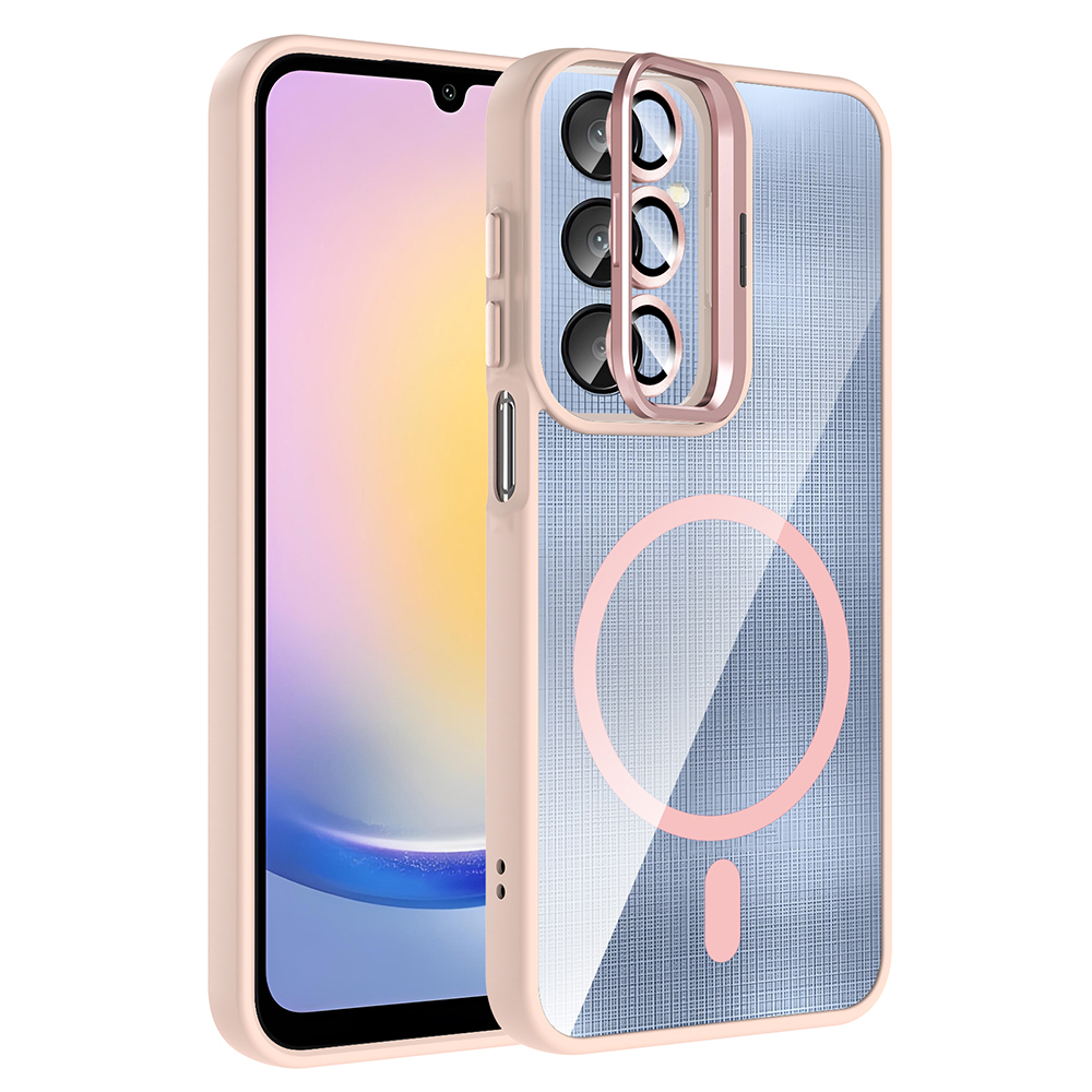 Galaxy A56 Kılıf Standlı ve Kamera Lens Hediyeli M-Safe Şarj Özellikli Zore Etro Kapak - 5