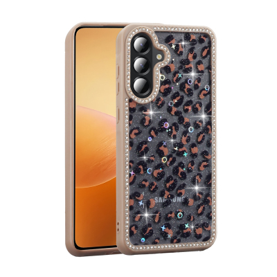 Galaxy A56 Kılıf Taşlı ve Simli Tasarım Zore Azra Kapak Gold