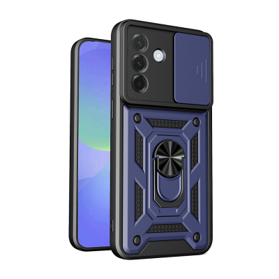 Galaxy A57 Case with Magnetic Stand and Camera Protection - Zore Sliding Vega Cover Blue