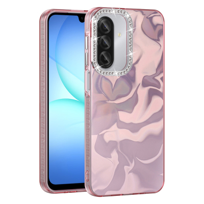 Galaxy A57 Kılıf Airbagli Parlak Taş Detay Tasarımlı Zore Esila Kapak Pembe