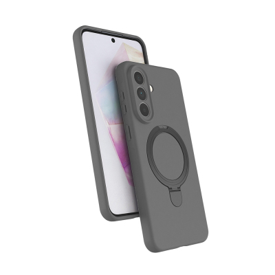 Galaxy A57 Kılıf M-safe Şarj Özellikli Standlı Zore Samara Kapak Titanyum-Gri