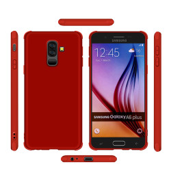 Galaxy A6 Plus 2018 Kılıf Zore Neva Silikon Kırmızı