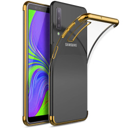 Galaxy A7 2018 Kılıf Zore Dört Köşeli Lazer Silikon Kapak Gold