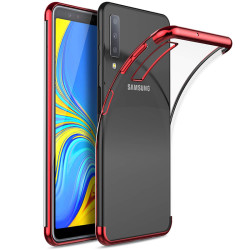 Galaxy A7 2018 Kılıf Zore Dört Köşeli Lazer Silikon Kapak Kırmızı