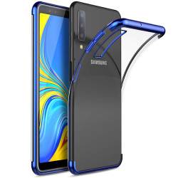 Galaxy A7 2018 Kılıf Zore Dört Köşeli Lazer Silikon Kapak Mavi