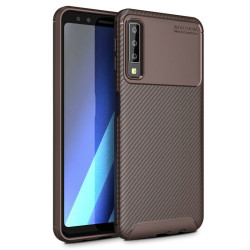Galaxy A7 2018 Kılıf Zore Negro Silikon Kapak Kahverengi