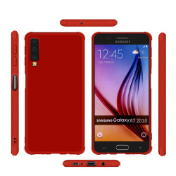 Galaxy A7 2018 Kılıf Zore Neva Silikon Kırmızı