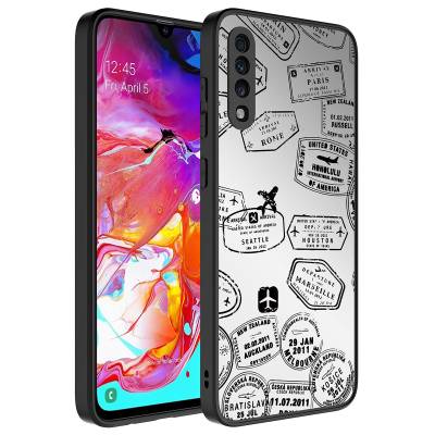 Galaxy A70 Case Mirror Patterned Camera Protected Glossy Zore Mirror Cover Seyahat
