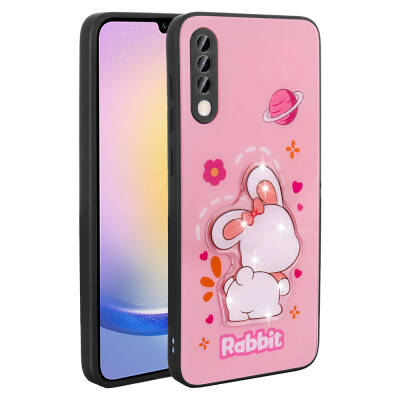 Galaxy A70 Case Shining Embossed Zore Amas Silicone Cover with Iconic Figure Pink