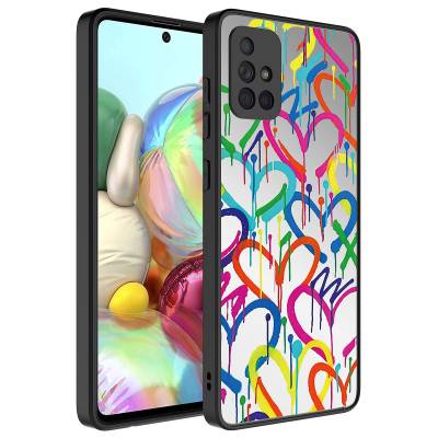 Galaxy A71 Case Mirror Patterned Camera Protected Glossy Zore Mirror Cover Kalp