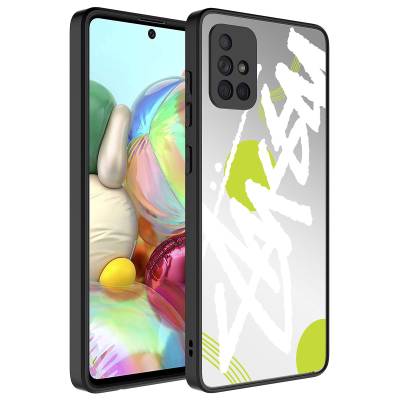 Galaxy A71 Case Mirror Patterned Camera Protected Glossy Zore Mirror Cover Yazı