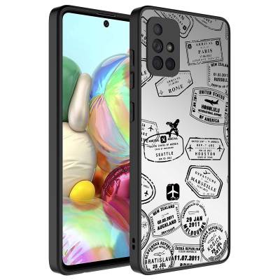 Galaxy A71 Case Mirror Patterned Camera Protected Glossy Zore Mirror Cover Seyahat