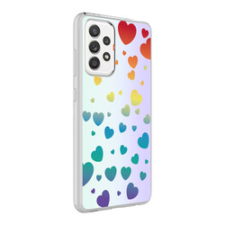 Galaxy A72 Case Zore M-Blue Patterned Cover Heart No3