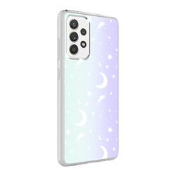 Galaxy A72 Case Zore M-Blue Patterned Cover Moon No4