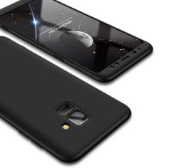 Galaxy A8 2018 Kılıf Zore 360 3 Parçalı Rubber Kapak Siyah
