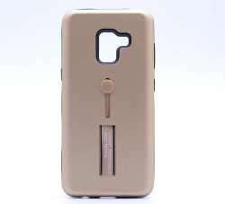 Galaxy A8 2018 Kılıf Zore Olive Standlı Kapak Gold