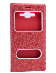 Galaxy A8 Kılıf Zore Simli Dolce Kapaklı Kılıf Kırmızı