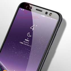 Galaxy A8 Plus 2018 Zore Kenarları Kırılmaya Dayanıklı Cam Ekran Koruyucu Siyah