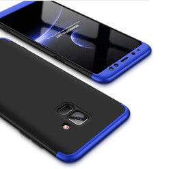 Galaxy A8 Plus 2018 Kılıf Zore Ays Kapak Siyah-Mavi
