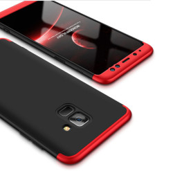 Galaxy A8 Plus 2018 Kılıf Zore Ays Kapak Siyah-Kırmızı