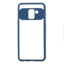 Galaxy A8 Plus 2018 Kılıf Zore Buttom Kapak Mavi