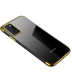 Galaxy A81 (Note 10 Lite) Kılıf Zore Dört Köşeli Lazer Silikon Kapak Gold