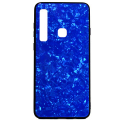 Galaxy A9 2018 Kılıf Zore Marbel Cam Silikon Mavi