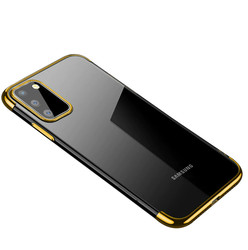 Galaxy A91 (S10 Lite) Case Zore Dört Köşeli Lazer Silicon Cover Gold