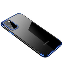 Galaxy A91 (S10 Lite) Case Zore Dört Köşeli Lazer Silicon Cover Blue